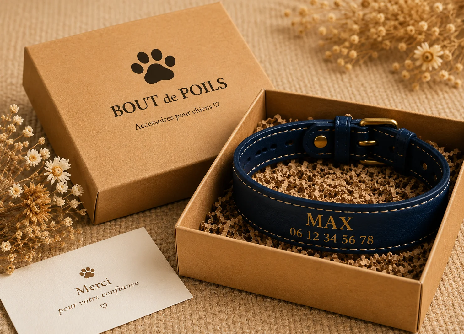 Coffret cadeau collier GPS chien personnalisé