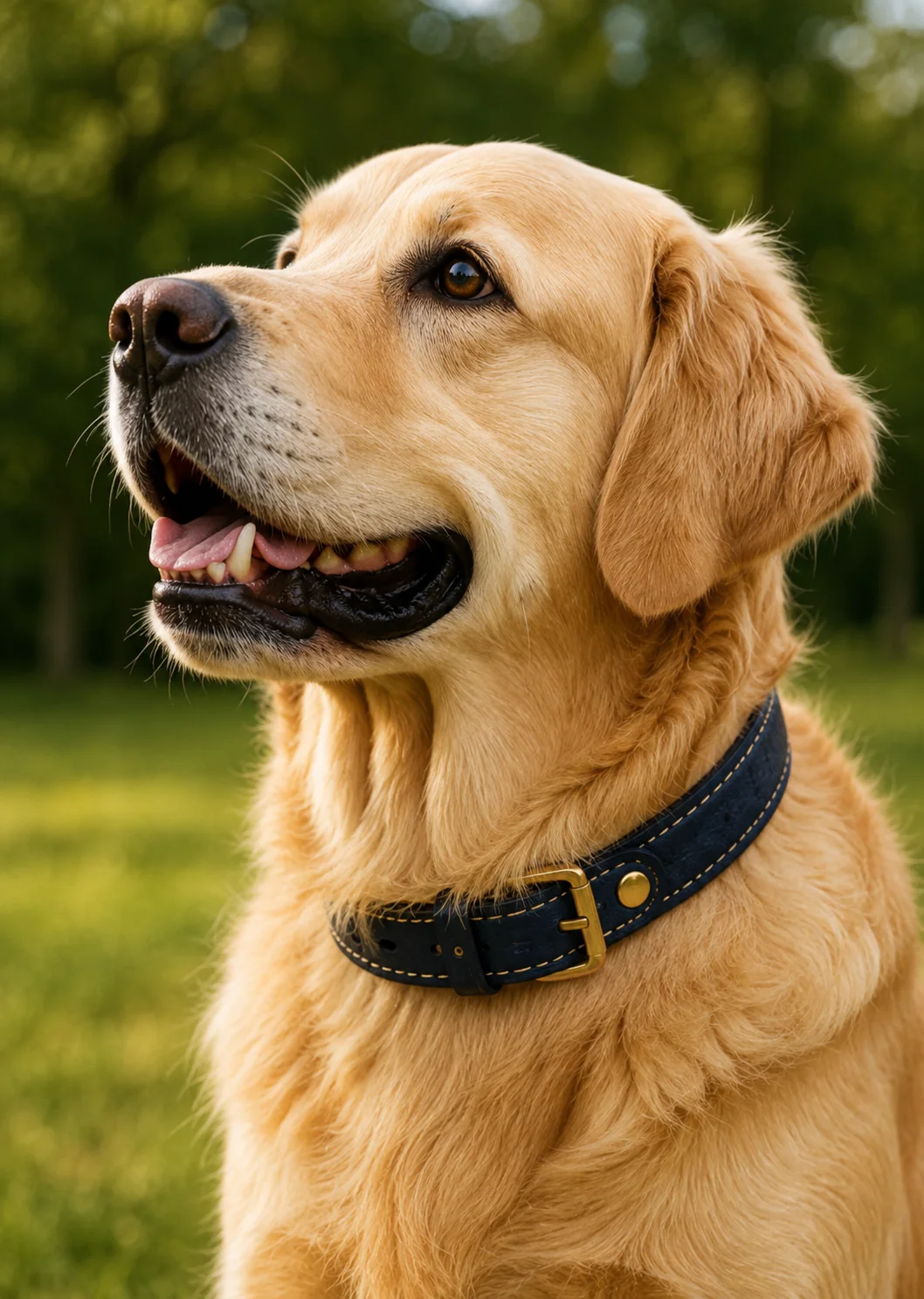 Golden retriever portant un collier GPS confortable
