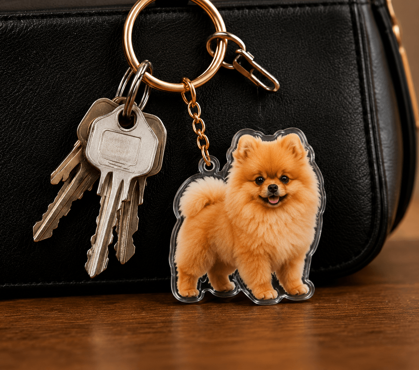 Porte-clé spitz accroché à un sac à main avec clés