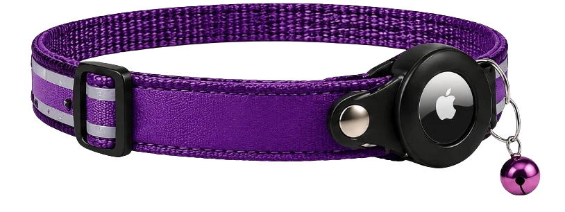 Collier GPS chat violet avec porte-AirTag