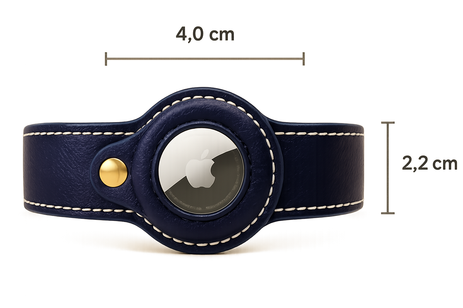 Dimensions porte-AirTag collier GPS chien — 4,0 cm sur 2,2 cm