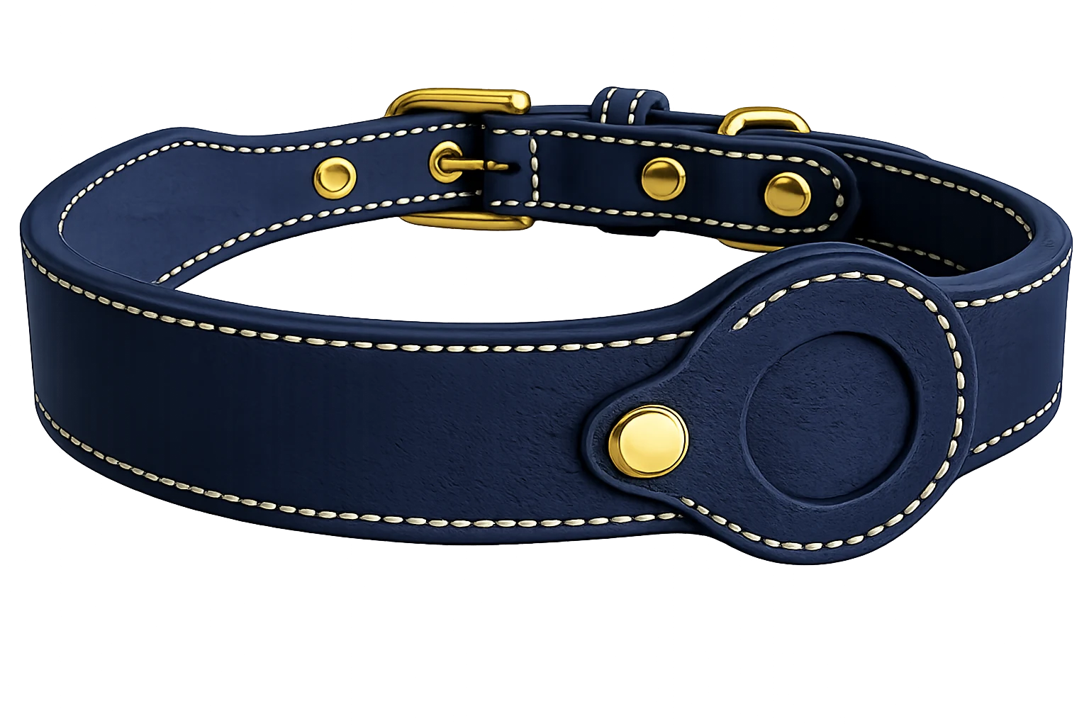 Collier GPS chien bleu marine en cuir